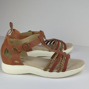 JBU Women's Prague T-Strap Sport Sandals Brown Bronze
